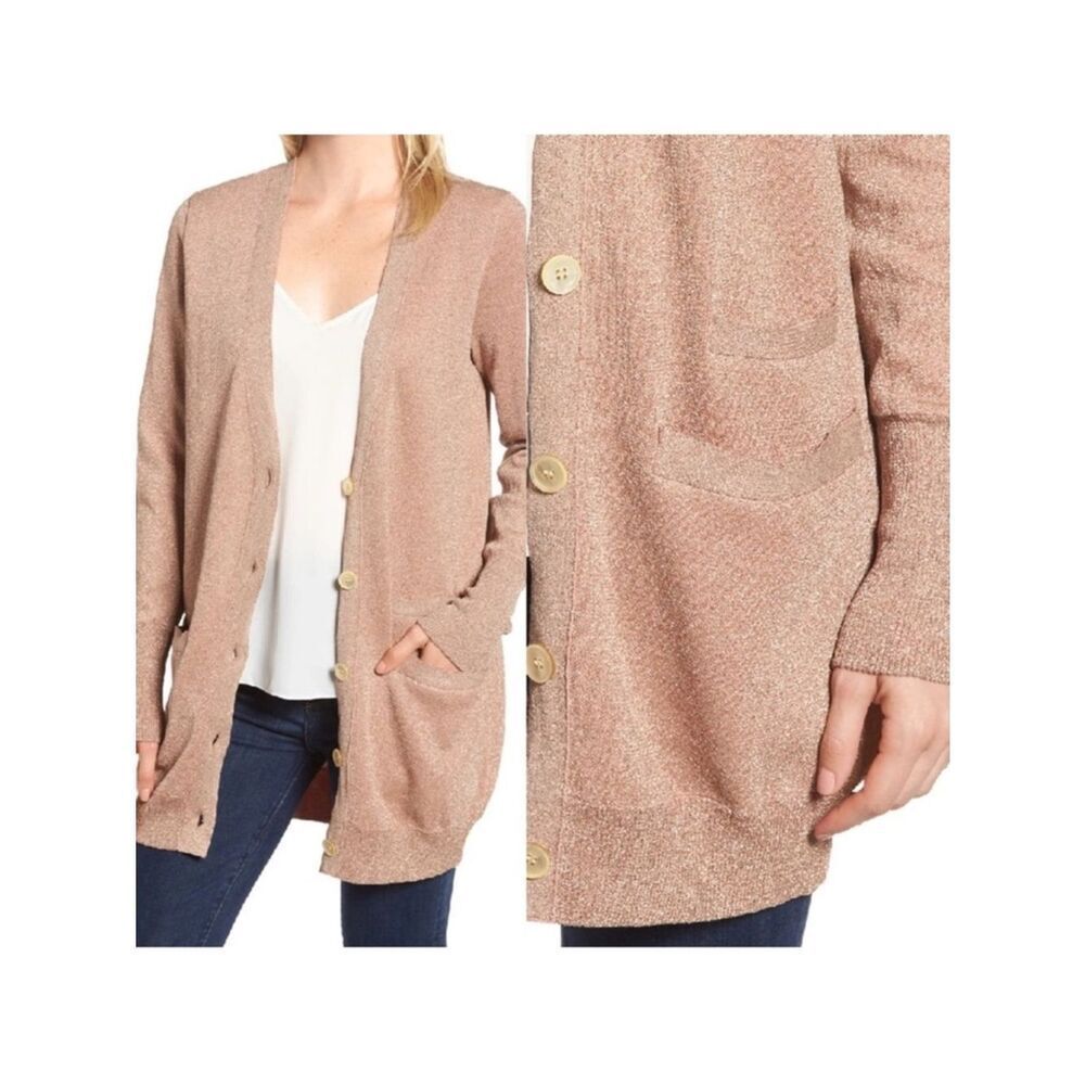 J. Crew Collection Long Cardigan Double Knit Lurex Pink Size Small NWT - Picture 5 of 16